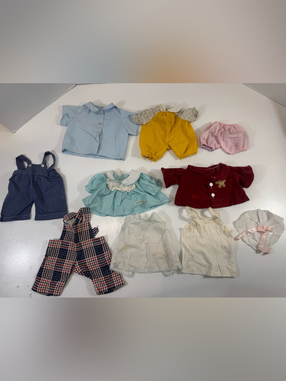 Vintage Cabbage patch and other kid doll clothing Play Outfits set of 10*STAINS